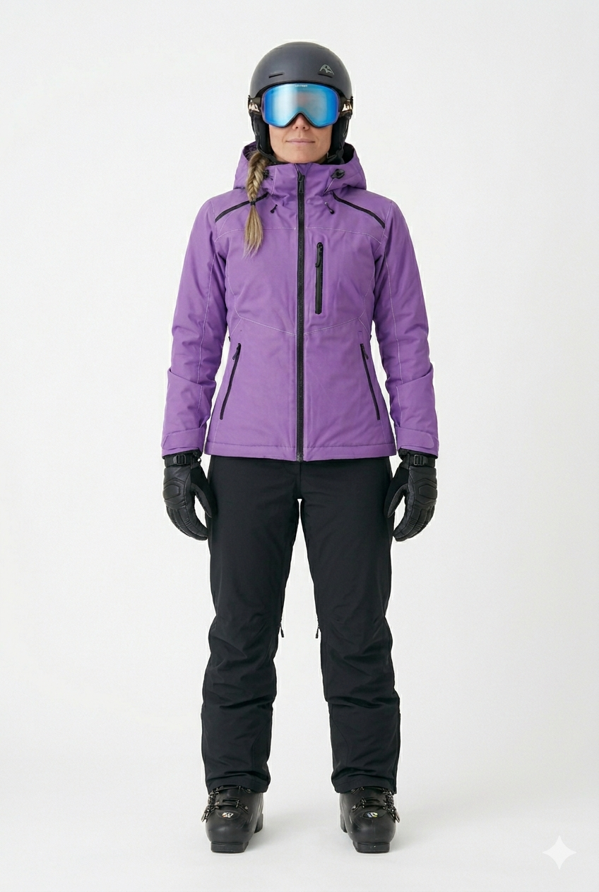 Female Skier fully kitted out in ski gear
